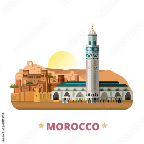 Morocco country design template Flat cartoon style web vector