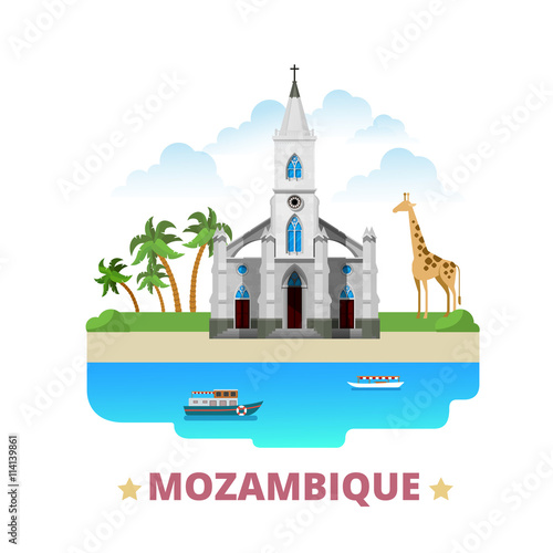 Mozambique country design template Flat cartoon style web vector