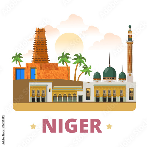 Niger country design template Flat cartoon style web vector