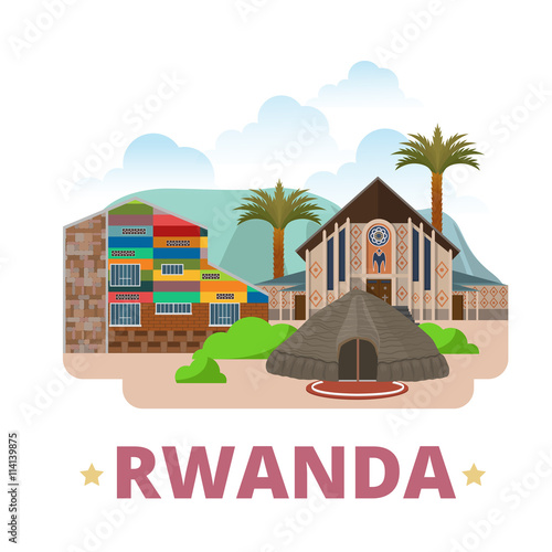 Rwanda country design template Flat cartoon style web vector