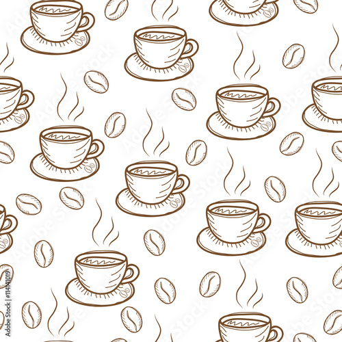 Coffee sketch hand drawing pattern vector illustration