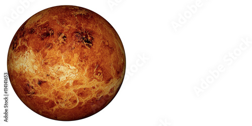 3D render the planet Venus on a white background, high resolution.