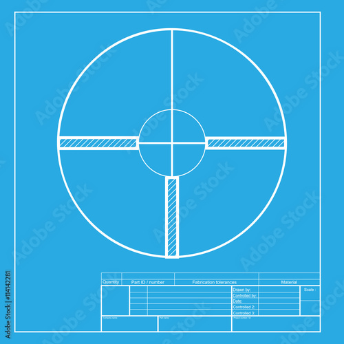 Sight sign illustration. White section of icon on blueprint template.