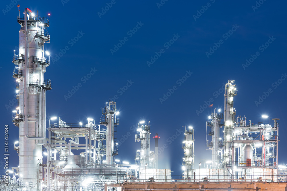 Oil Industry Refinery factory at Sunset, Petroleum
