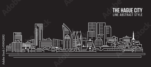 Cityscape Building Line art Vector Illustration design - The hague city photo