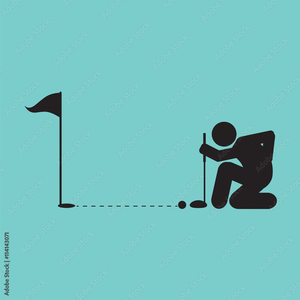 Ταπετσαρία Golfer Lines Up Putt Symbol Vector Illustration.