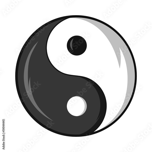 Yin and yang symbol icon, cartoon style