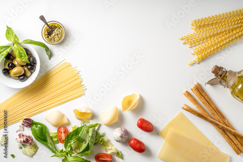 Set of Italian food on the white background