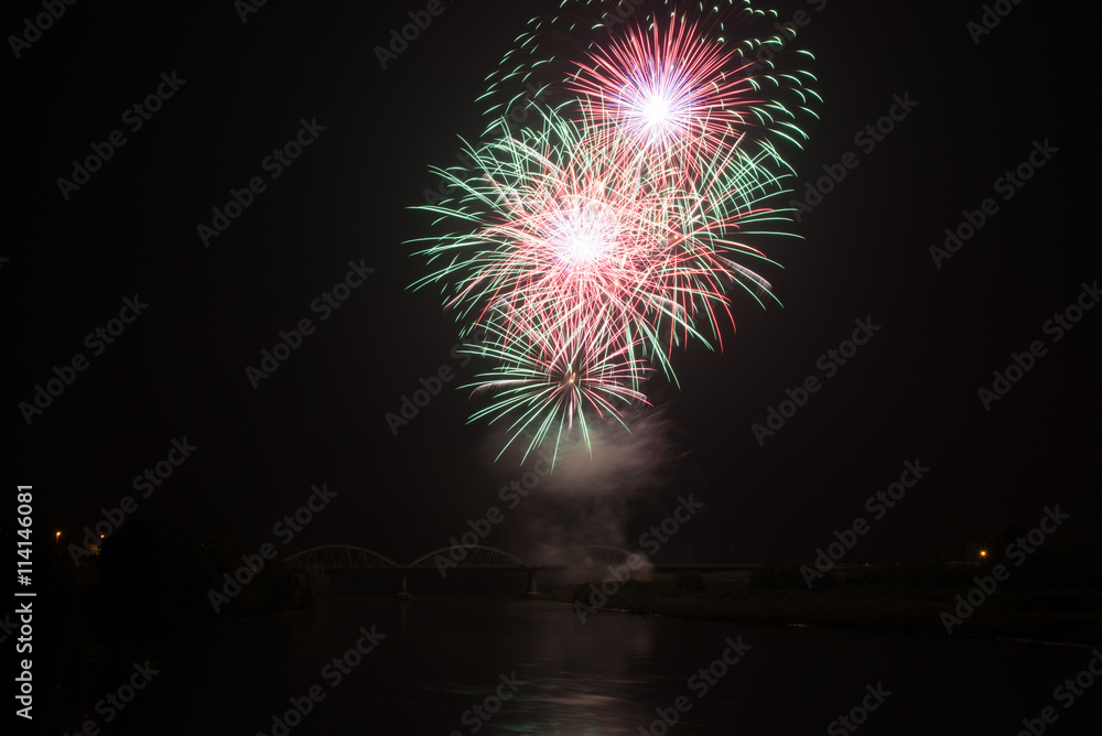 Fireworks on a river