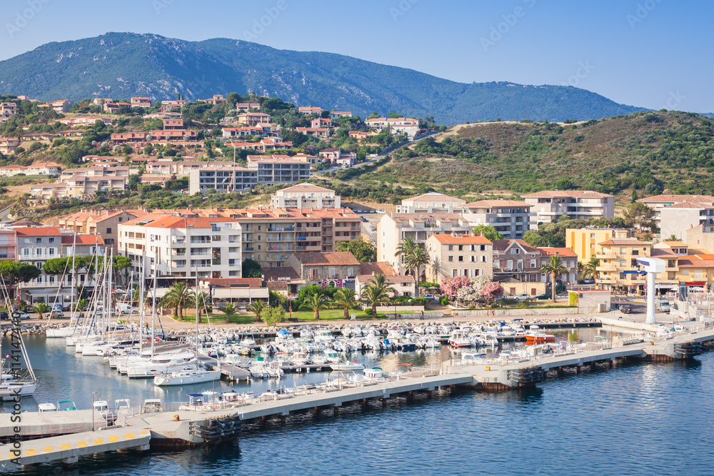 Seaside view of Propriano port, South Corsica