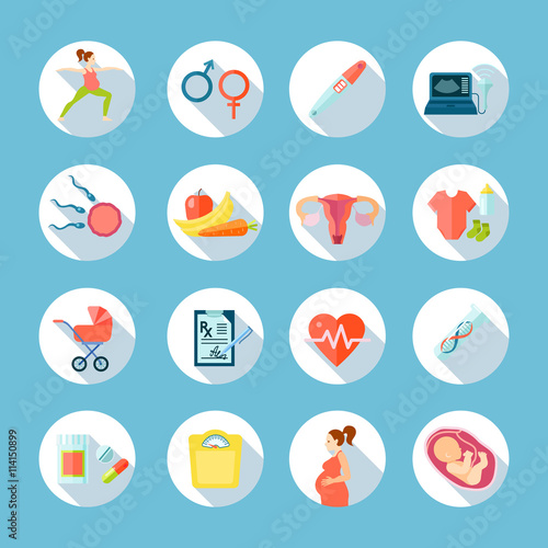 Pregnancy Round Icons Set 