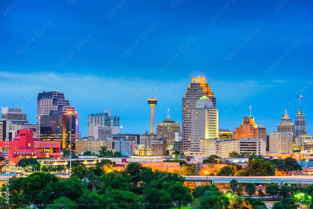 San Antonio Texas Skyline - obrazy, fototapety, plakaty 