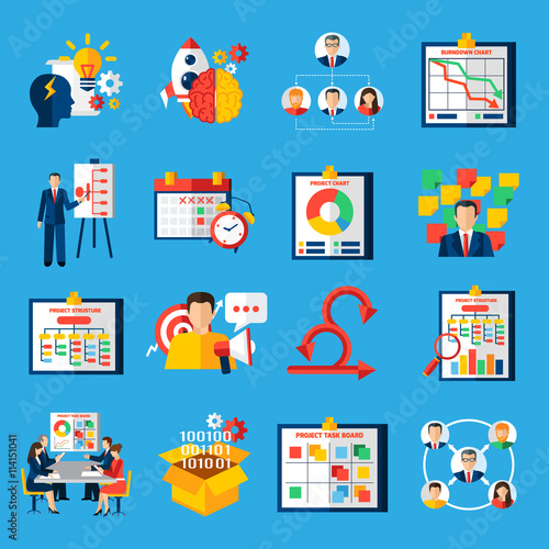 Scrum Agile Development Flat Icons Set