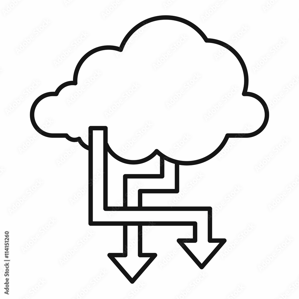 Cloud and arrows icon, outline style Cloud and arrows icon, outline style