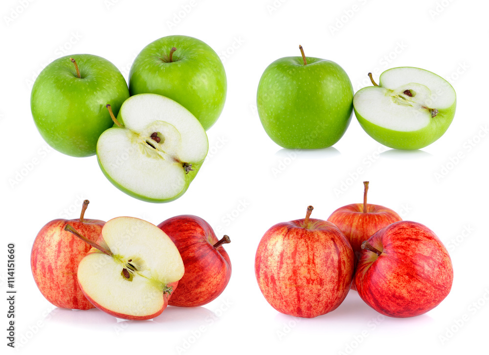 green and green apple on white background green and green apple on white background