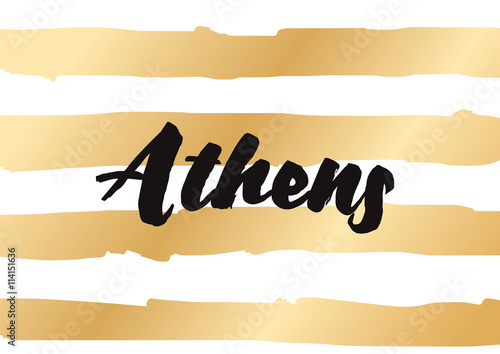 Athens Greece. Capital city typography lettering design.