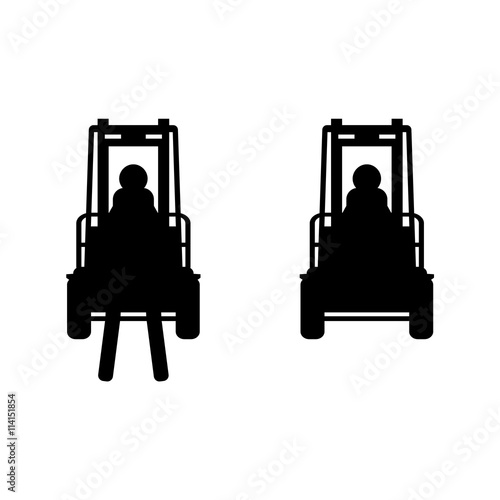 Black vector fork lift truck icon