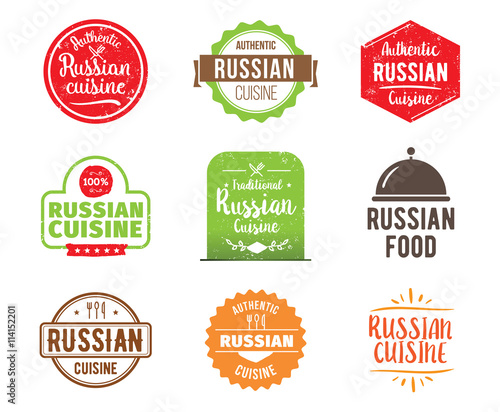 Russia cuisine vector label