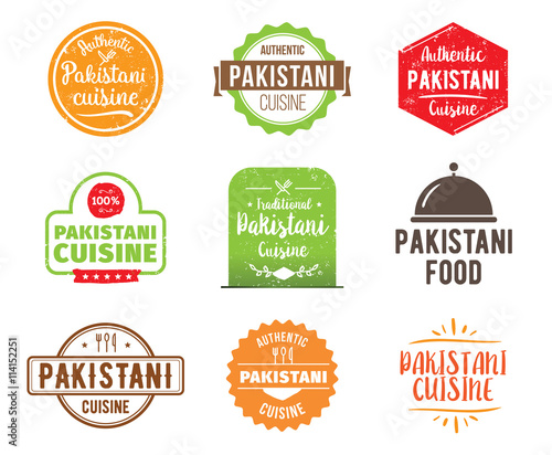 Pakistani cuisine vector label