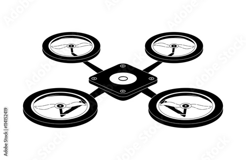 Drone concept represented by robot  icon over flat and isolated background
