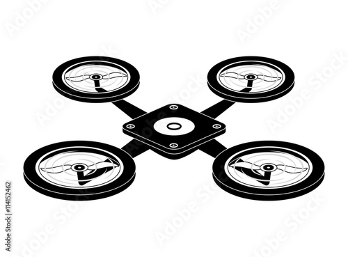 Drone concept represented by robot  icon over flat and isolated background