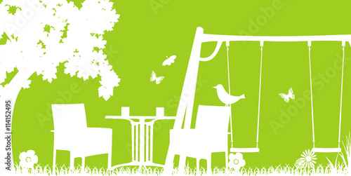 table de jardin terrasse balançoire