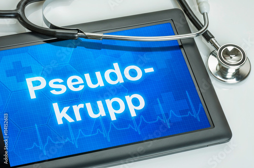 Photos Tablet mit der Diagnose Pseudokrupp auf dem Display