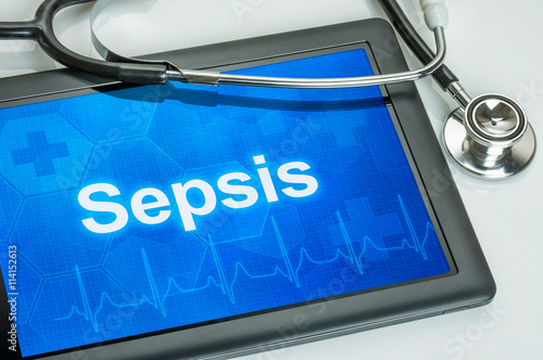 Tablet mit der Diagnose Sepsis auf dem Display photo