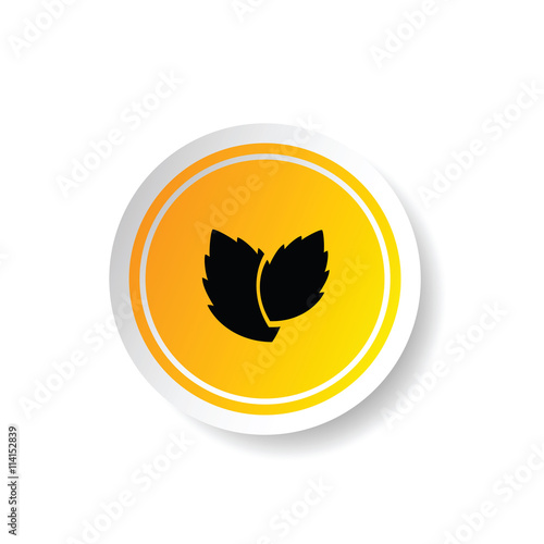 sticker in yellow color with plant illustration