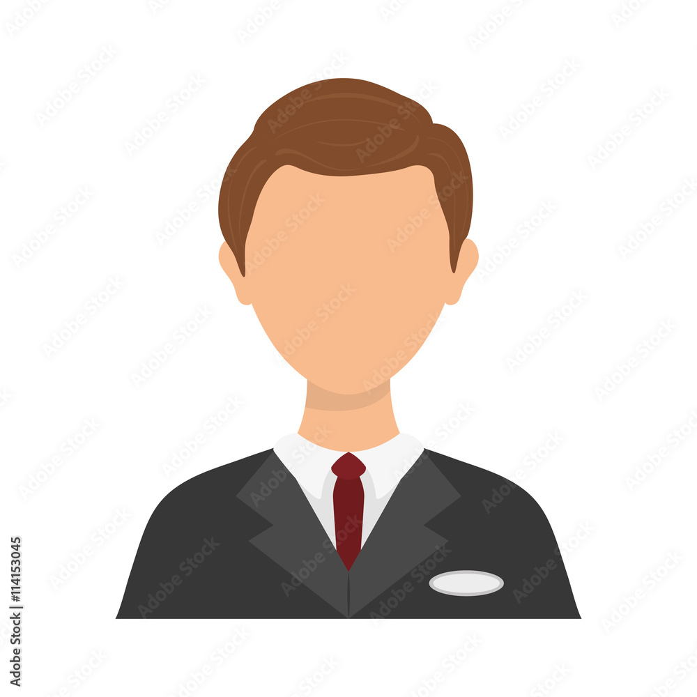 Person concept represented by businessman with necktie icon over flat and isolated background Person concept represented by businessman with necktie icon over flat and isolated background