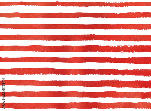 Watercolor red stripe grunge pattern.