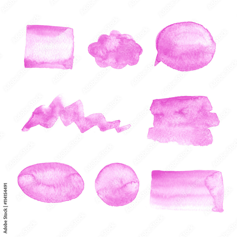 lovely pink set of watercolor shopping icons