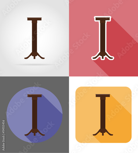 stand for flowerpots furniture set flat icons vector illustratio