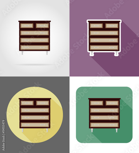 commode furniture set flat icons vector illustration
