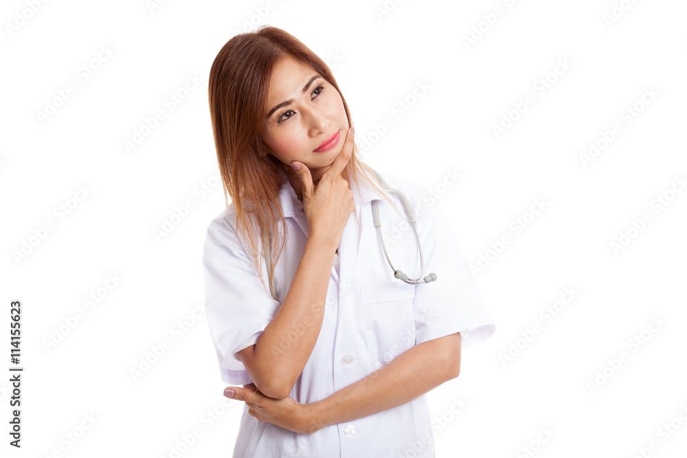 Thoughtful, Young Asian female doctor Thoughtful, Young Asian female doctor