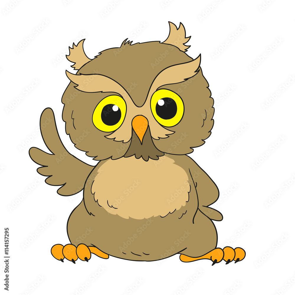 Cartoon character wise owl. Vector isolated Stock Vector | Adobe Stock