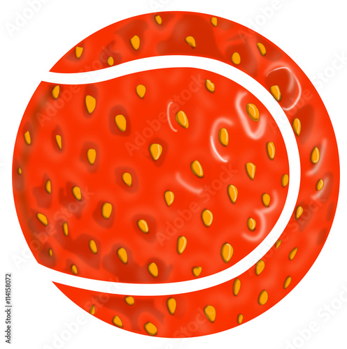 Wimbledon - Strawberry Tennis Ball - an illustration of a tennis ball shape with a strawberry pattern inside