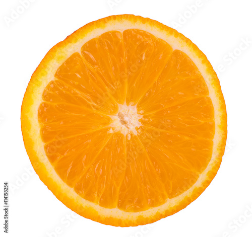 Orange slice (half) on a white background.