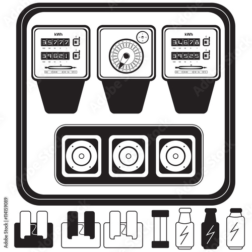 analog electric meters with fuses - mono color