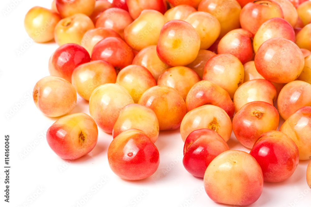yellow cherries isolated on white background yellow cherries isolated on white background