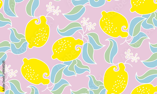 lemon fruit pale tender pattern. vector decorative stylized illu