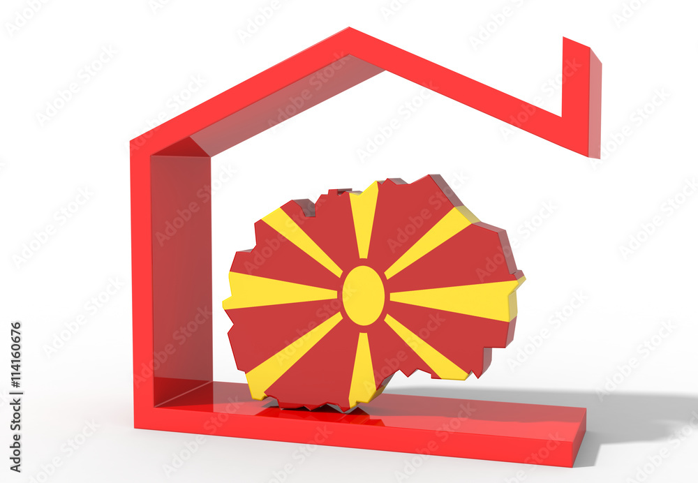 Mappa Macedonia 3D con simbolo casa