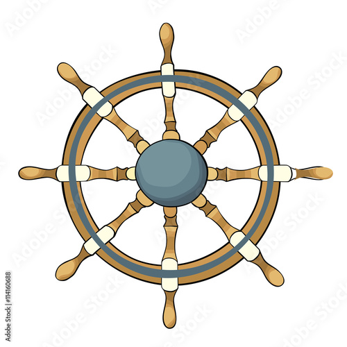 Vector illustration of ship steering whee