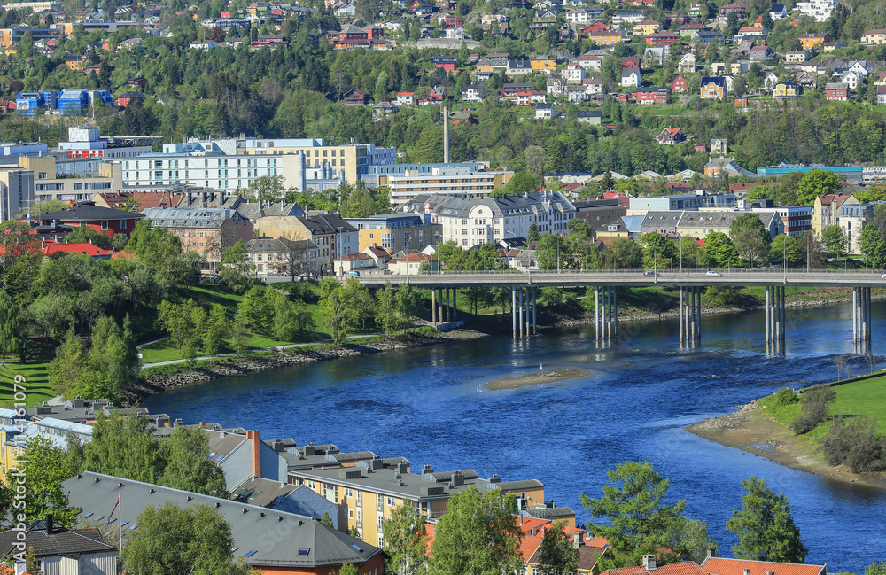 View of the river Nidelva in Trondheim, Norway