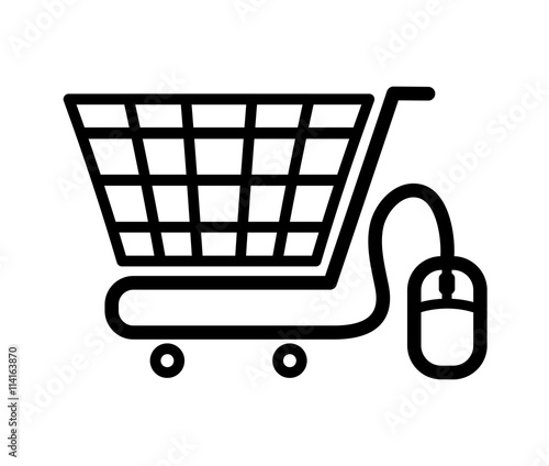 Shopping cart with mouse design. Vector graphic