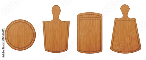 Empty wooden cutting boards and chopping boards