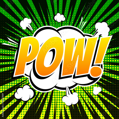 Pow comic book bubble text retro style