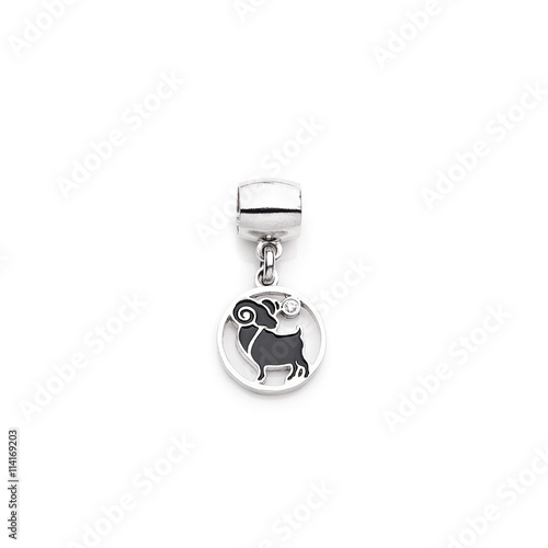 Zodiac sign aries in accessories on the white background