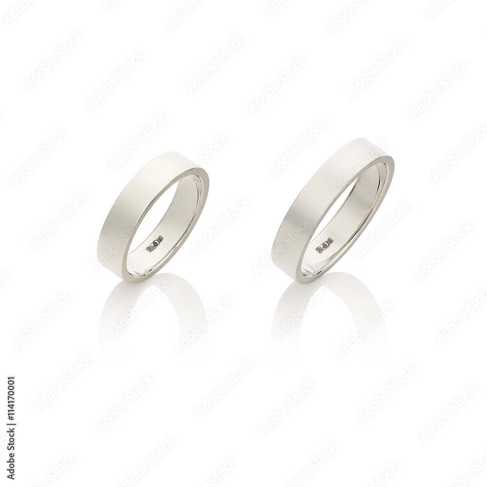 two wedding ring by white gold at the white background two wedding ring by white gold at the white background
