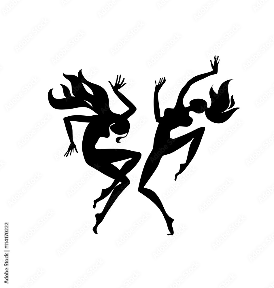 girl dancing silhouette. vector illustration